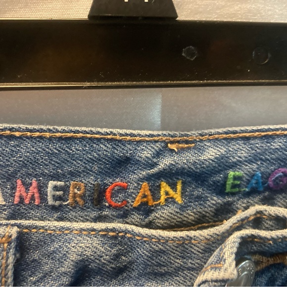 American Eagle Outfitters Distressed Denim Shorts with Colorful Embroidery - Picture 3 of 5